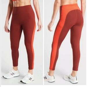 Athleta Ultimate Stash Pocket Colorblock Laser Cut 7/8 Tight Legging XL